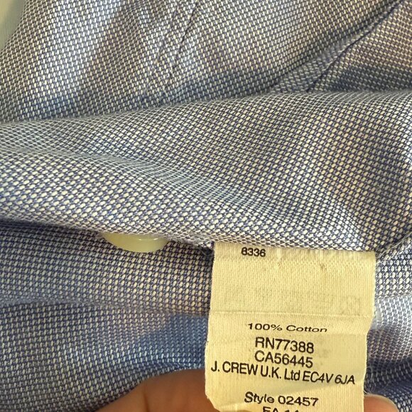 Thompson Shirtings by J Crew Blue Button Up Shirt Size S 14-14.5 - Picture 5 of 6